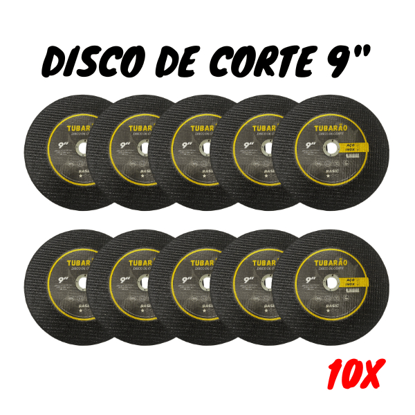 10x Disco De Corte 9 Polegadas 230mm Inox Metal Tubarão