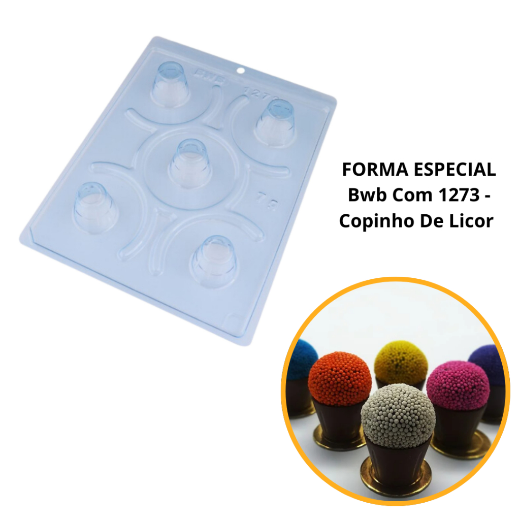 1~4 Forma Para Chocolate Bwb Com Silicone (3 Partes) 1273 - Copinho De Licor  17g (CHOCO)