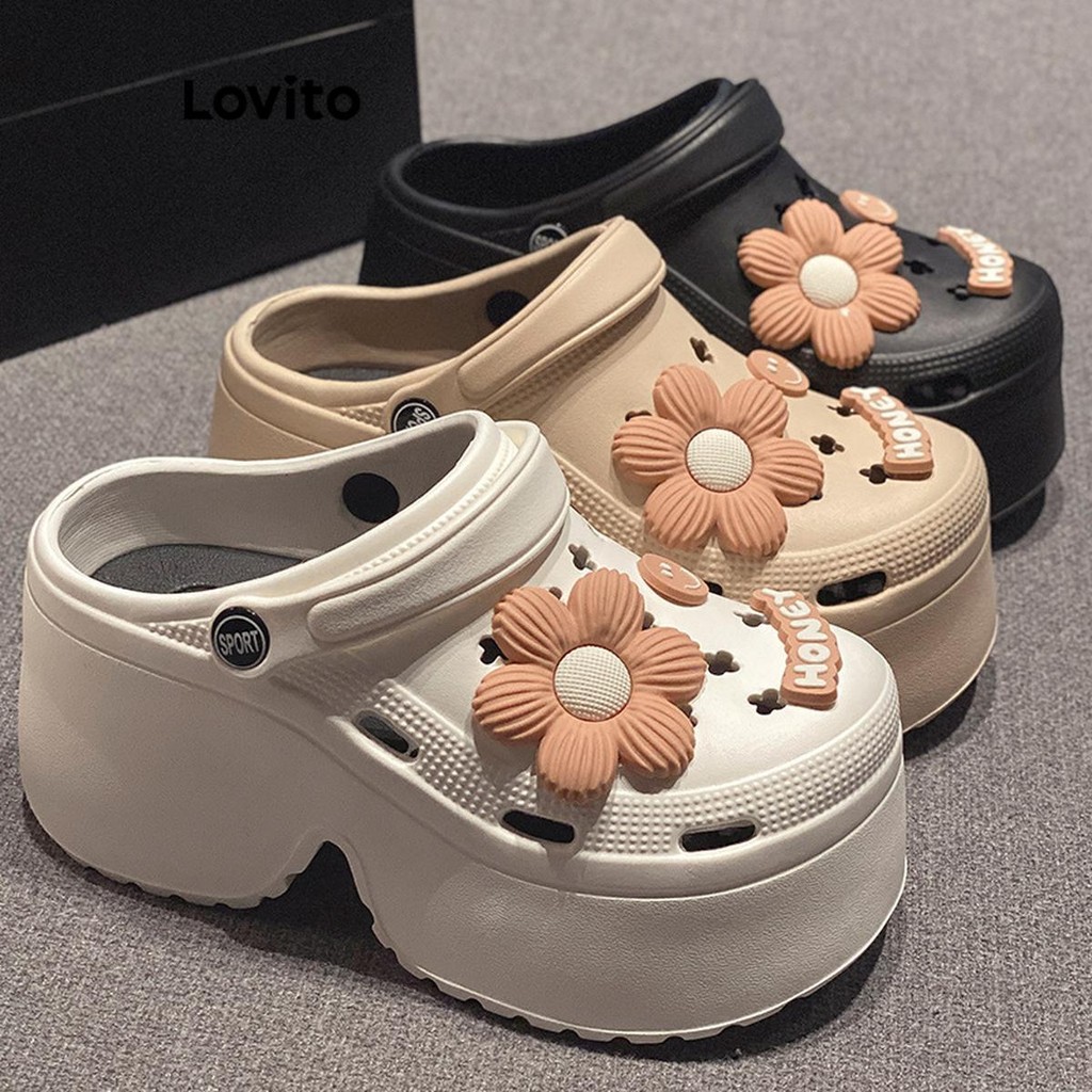 (KOL‘s pick) Lovito Casual Plain 9 cm Pernas Mais Longas Sandália Plana para Mulheres LFA60336