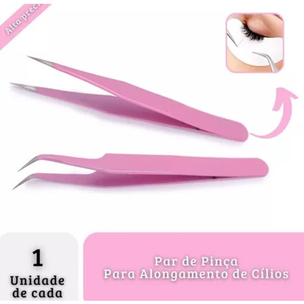 ANA1108 KIT Pinça Curva De Precisão Para Alongamento Cílios Extensão