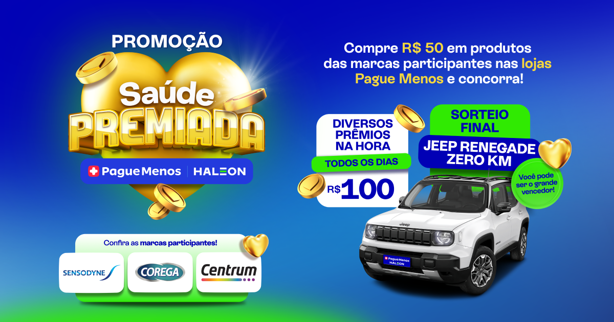 Promoção Saúde Premiada - Compre, Cadastre e Concorra a Prêmios Instântaneos de R$ 100 e um Carro