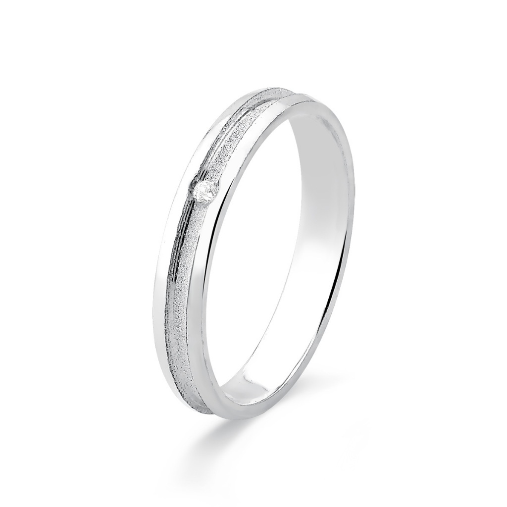 Aliança de Prata 925 Diamantado no meio 3mm com Zircônia
