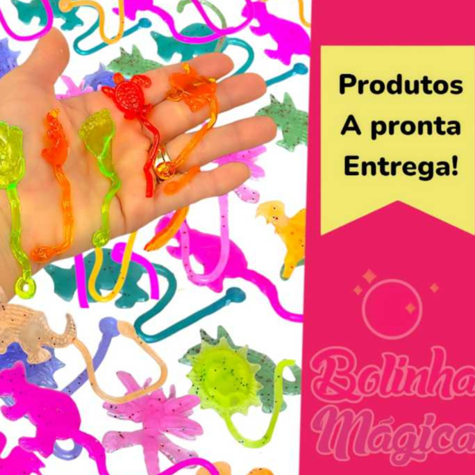 50 Geleca Gruda Parede Puxa Estica Para Kit Festa Lembrancinha Colorida Aniversario Prenda Quermesse