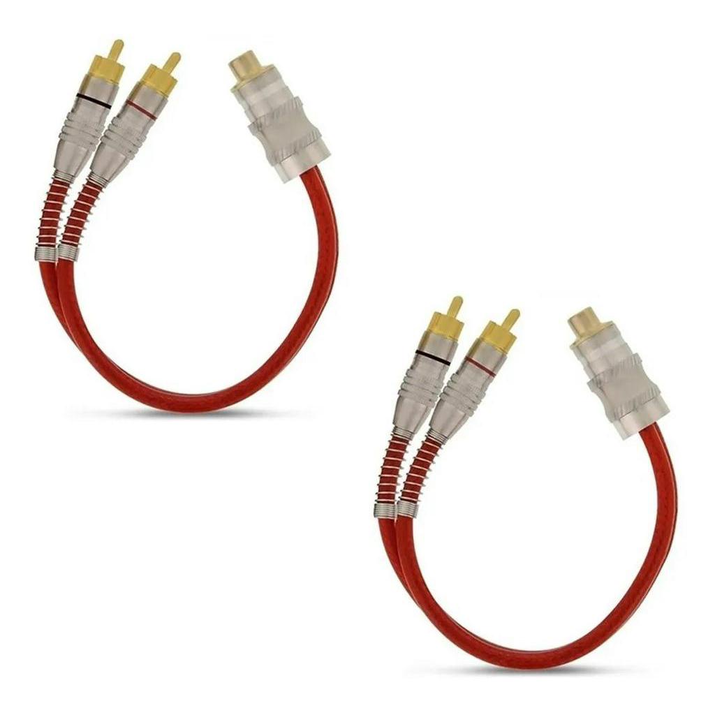 2 Cabos Y Rca Blindado Techone 2 Machos Vermelho Blindados