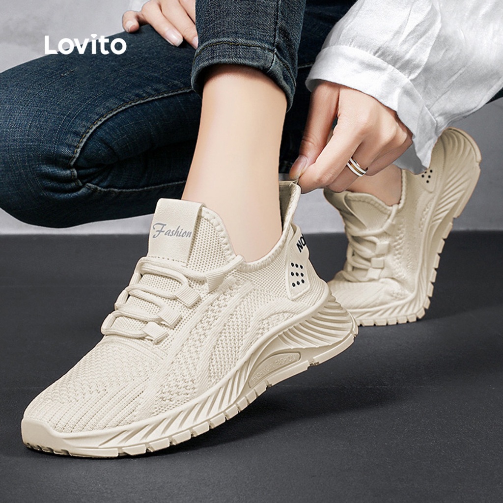 (Lovito x Ana) Casual Tenis Esportivo Sporty Simples Respirável Malha Tendência para Pickleball para Mulheres LFA50101