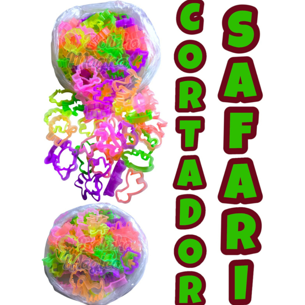 40 Molde de Massinha Safari Animais Forminha Neon de Modelar Aniversario Infantil Lembrancinha Festa