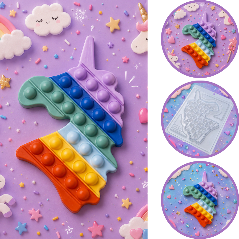 1~10 Forma BWB Simples P/ Chocolate Pop Its Fidget Toy Dia Das Crianças e Conf -10268 unicornio Simples (CHOCO)