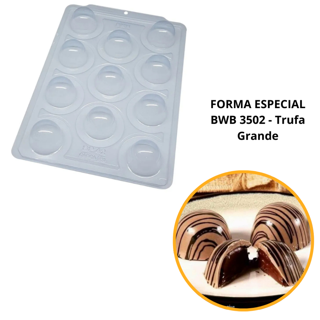 1~4 Forma Bwb Sp 42 Trufa Grande Especial Silicone 3 Partes  Profissional Cod-3502  (Sp Especial) (CHOCO)