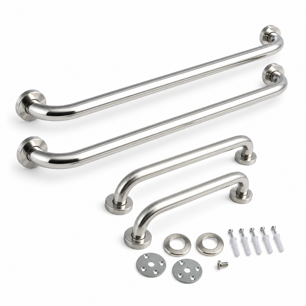 4 Barras de Apoio 40 e 60cm Alça Suporte Deficiente Idoso Inox Banheiro
