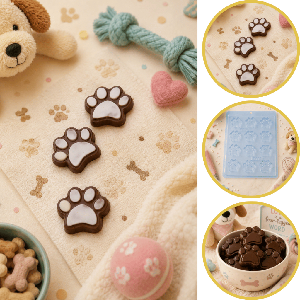 1~10 Forma Simples Bombom Pata De Cachorro 9411 Acetato BWB Para Bombom e Doces de Chocolate (CHOCO)