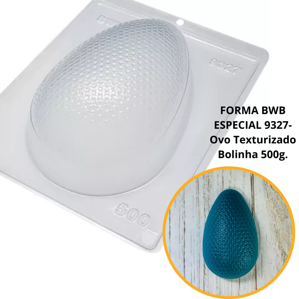 1~4 Forma BWB Com Silicone (3 partes)Para Chocolate Cód. 9327 - Ovo Texturizado Bolinha 500g. Páscoa (CHOCO)