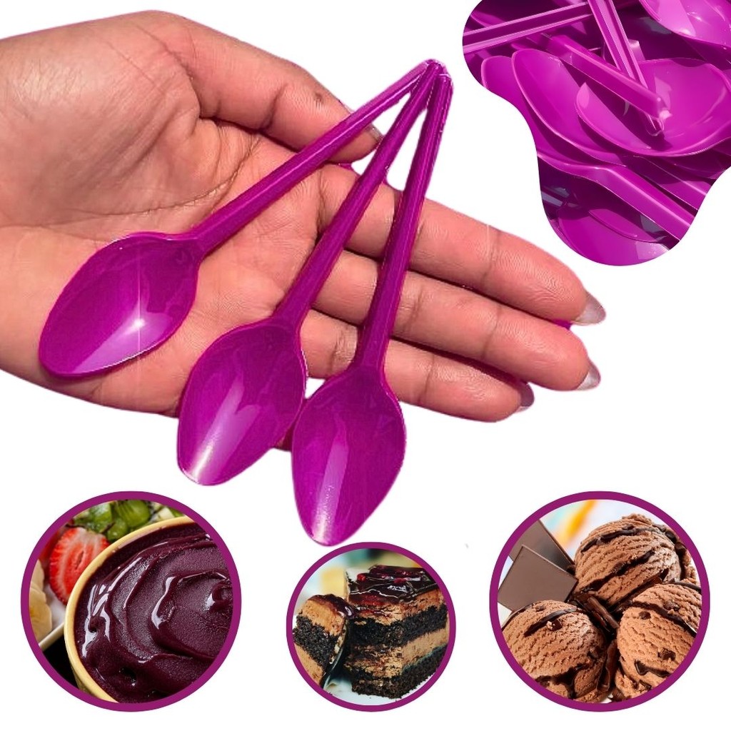 1000 ~4000 Colher P/ Açaí Sorvete Sobremesa Roxa OFF