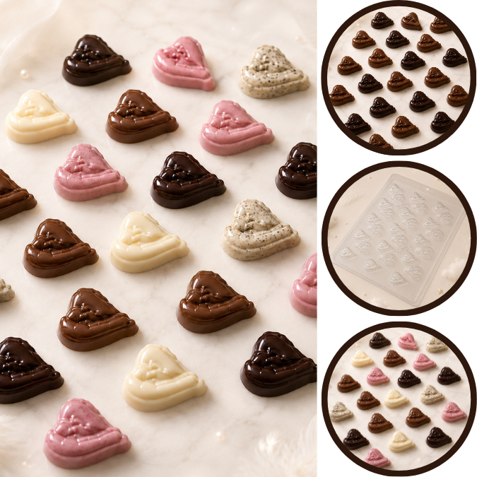 1~10 Forma Simples Aplique Anjinho 9731 (h4) em Acetato BWB Para Bombom e Festas Natalinas.(CHOCO)