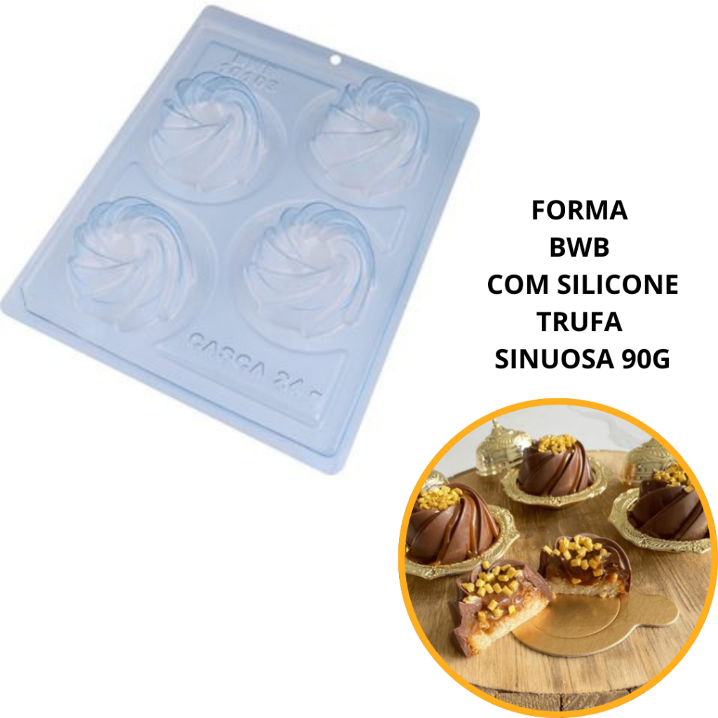 1~5 FORMA BWB COM SILICONE (3 PARTES) PARA CHOCOLATE-TRUFA SINUOSA 90G.PARA FESTAS BOMBONS, ALFAJOR (CHOCO)