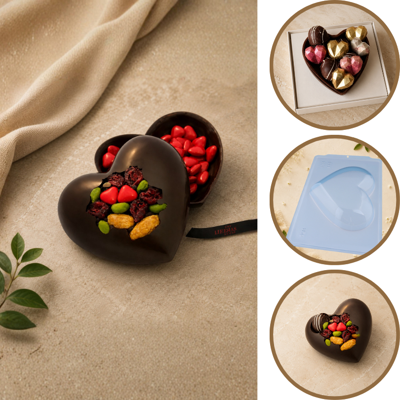1~5 Forma BWB Simples Semiprofissional, Alto Rendimento Doces Finos Chocolates - SP Coração 1kg (CHOCO)