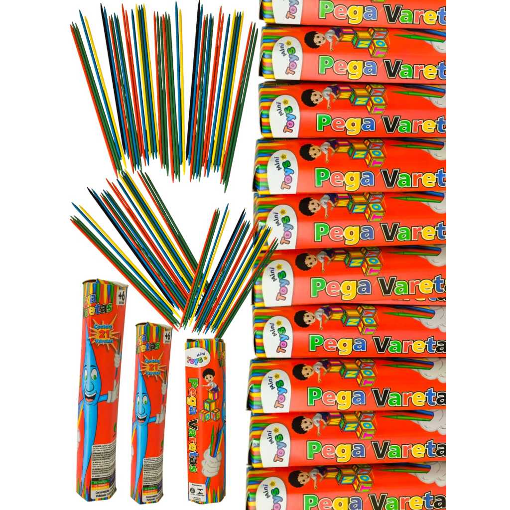 10 Unid - Jogo Pega Vareta 21 Palitos Coloridos Para kit Festa Lembrancinha Prenda Quermesse novo
