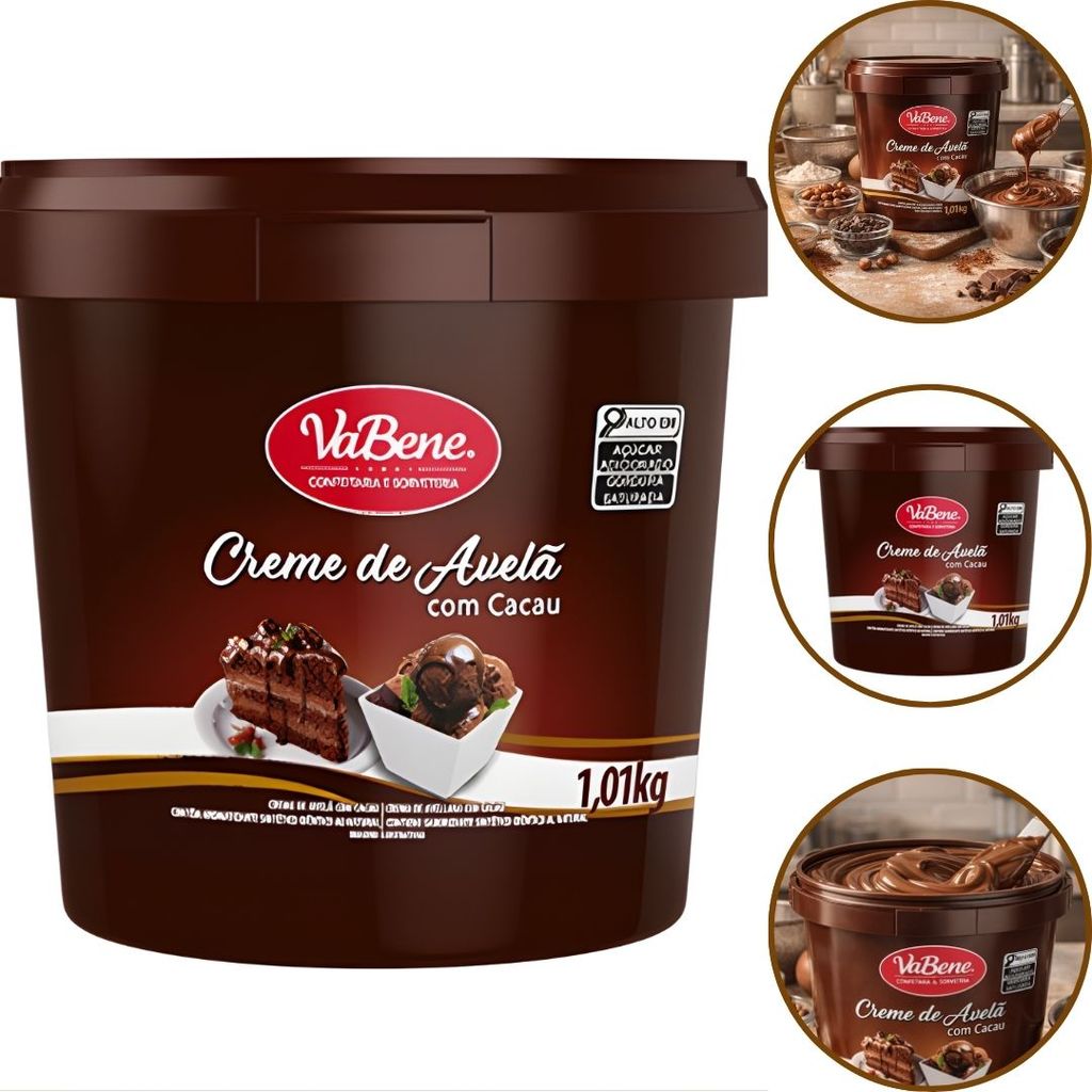 2 CREME DE AVELA COM CACAU BALDE 3KG (6KG) VABENE OFF