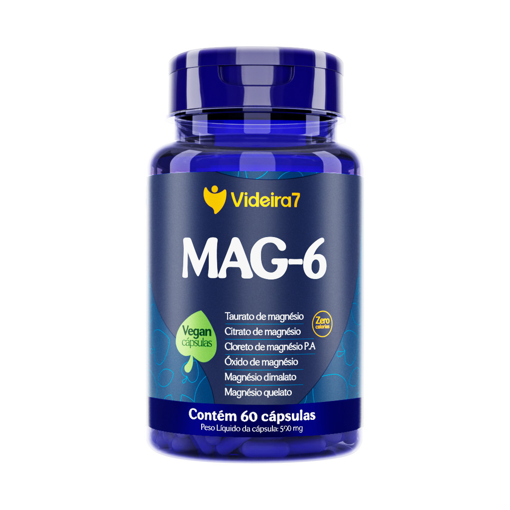 6 Magnésios MAG-6 (Magnésio Dimalato/Quelato/Cloreto/Óxido/Citrato/Taurato) Cápsula