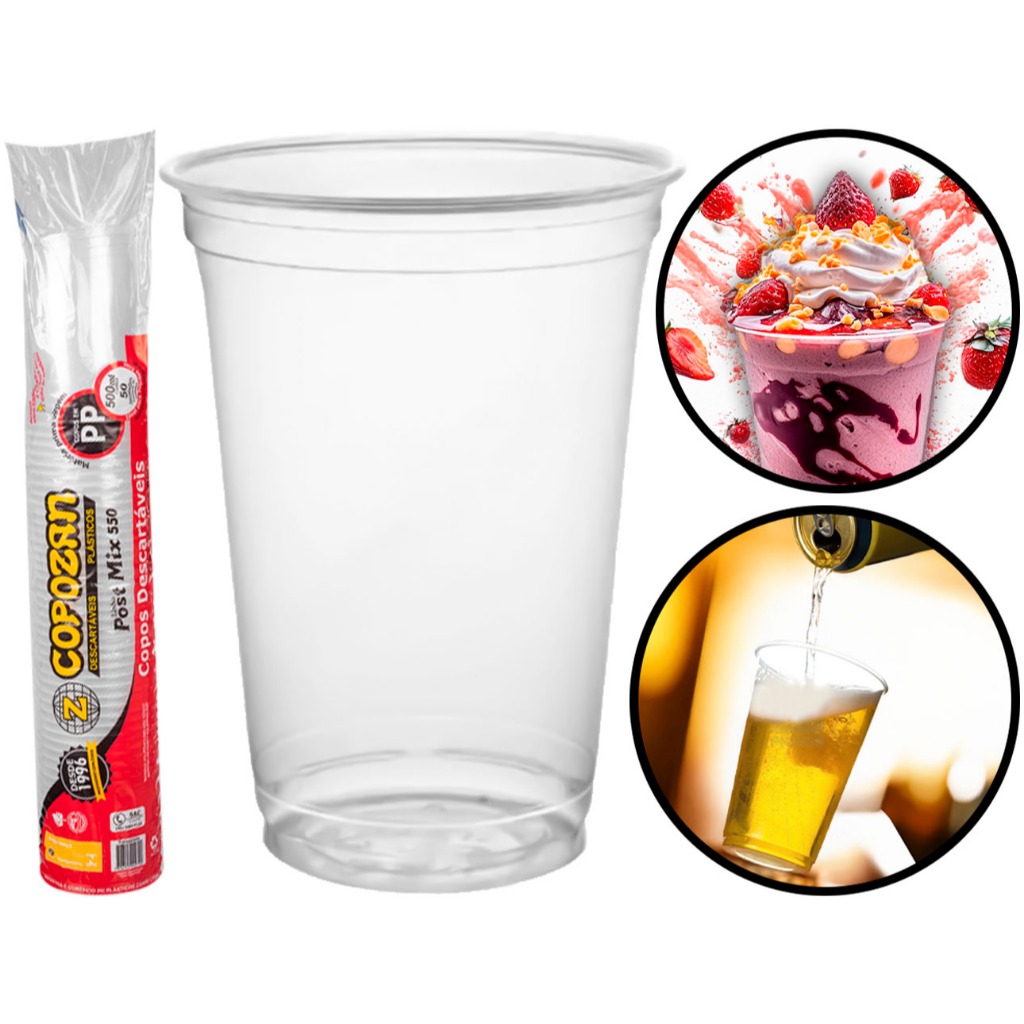 25und Copo Descartável Grande 770ml Liso Festa Para Chopp Suco Refrigerante Bebidas Sobremesa Açaí Resistente
