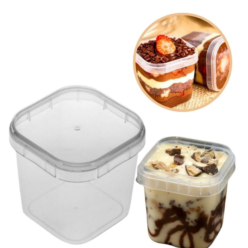 50 Embalagem Para Bolo De Pote QUADRADO C/ LACRE 220 ML - PLASTILANIA