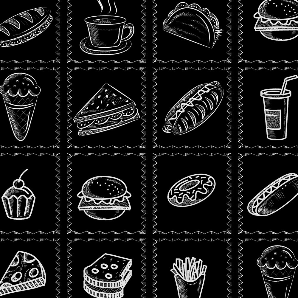 Adesivo Azulejos Retro Lanche Giz para Área Gourmet