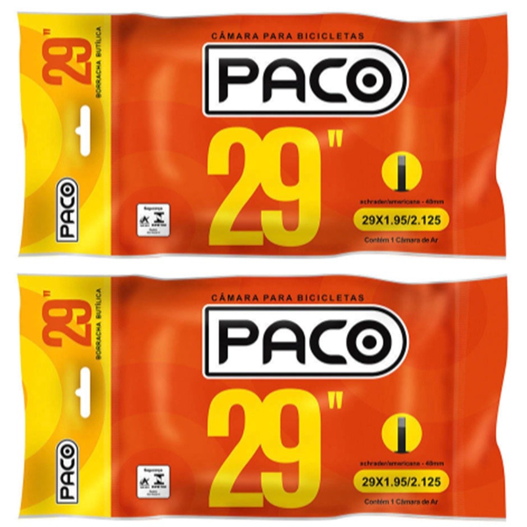 2 Camaras De Ar Mtb Paco Aro 29 48mm Schrader Bico Grosso