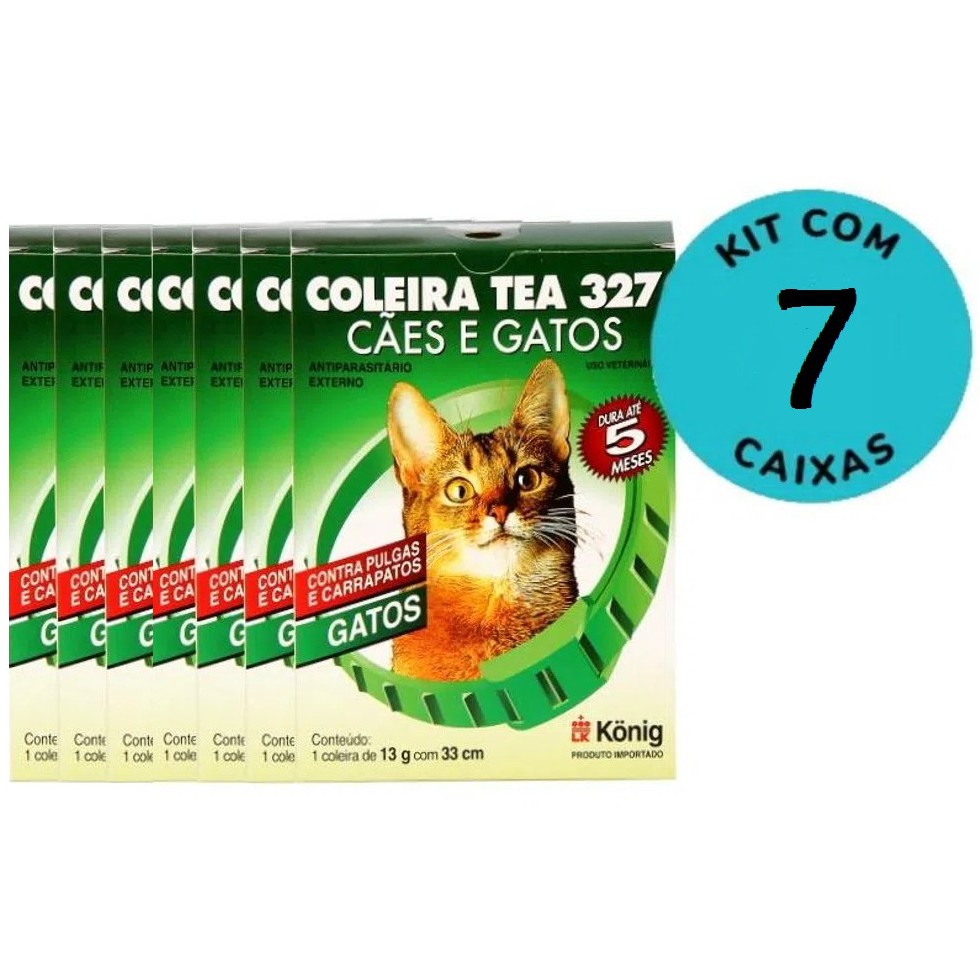 7 Coleiras TEA Gatos 33cm - Contra Pulgas e Carrapatos P/ Gatos
