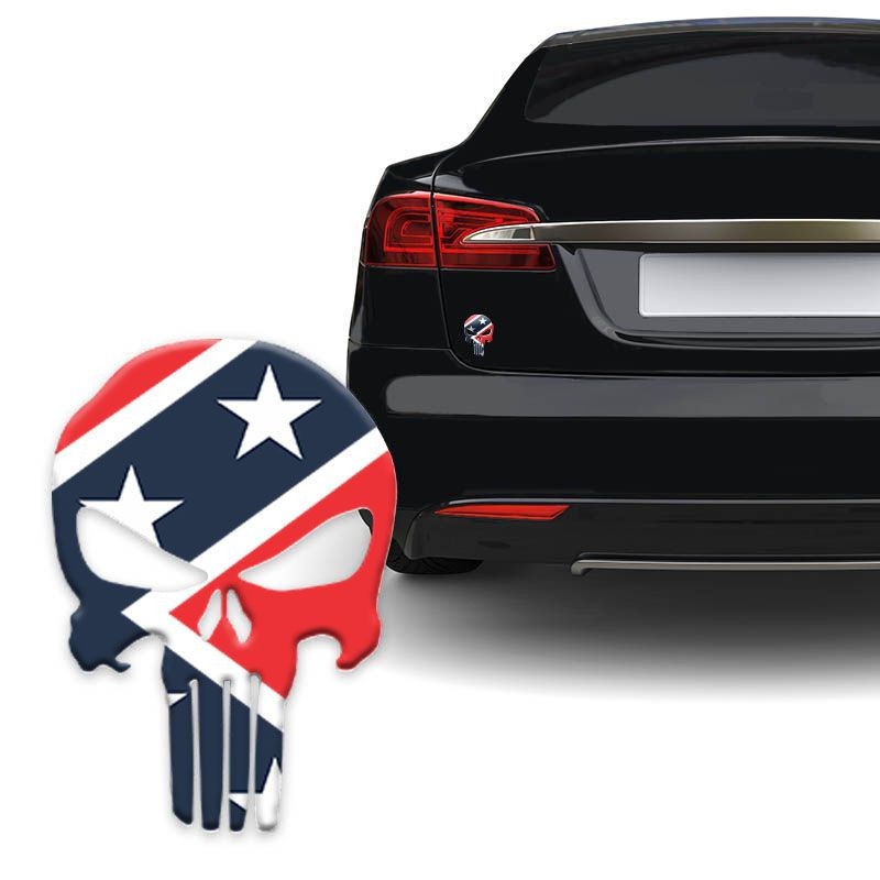 Adesivo Caveira O Justiceiro Bandeira Confederados Carro Moto