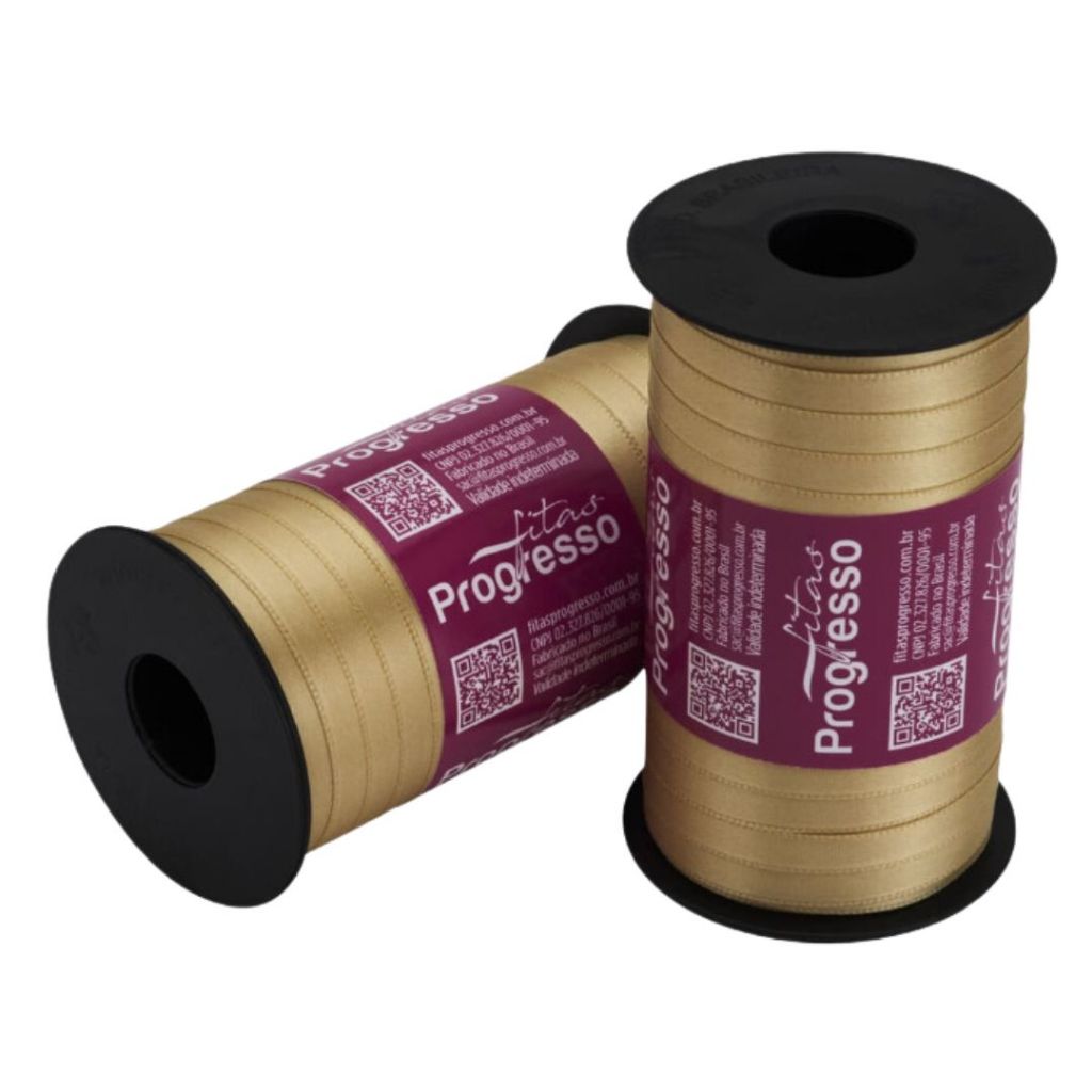 1~4 Fita de Cetim Ouro 100 Metros 7Mm - Cód-228