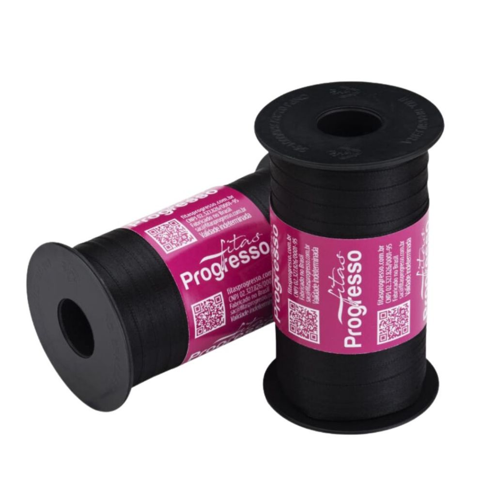 1~4 Fita de Cetim  Preto 100 Metros 7Mm - Cód-219