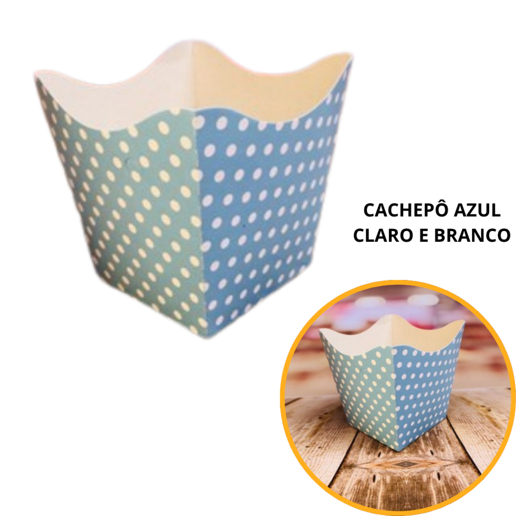 10~50 KIT CACHEPÔ FESTA POÁ AZUL CL/BRANCO 9X9X7CM VAZO DECORAÇÃO  2.19 ( NC TOYS CACHEPÔ )