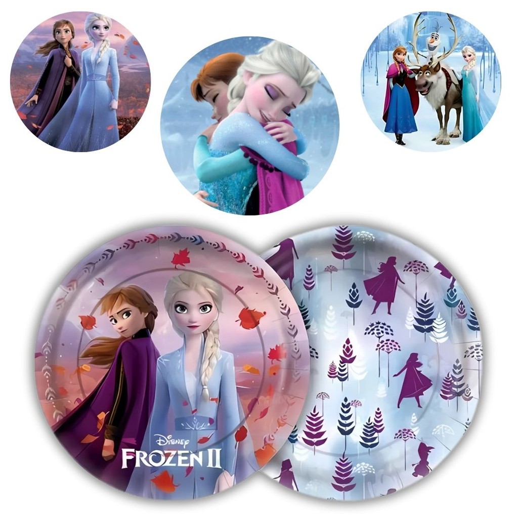 8~40 PRATO BOLO FESTA  FROZEN DISNEY  DE PAPEL 18 CM REGINA (CHOCO)