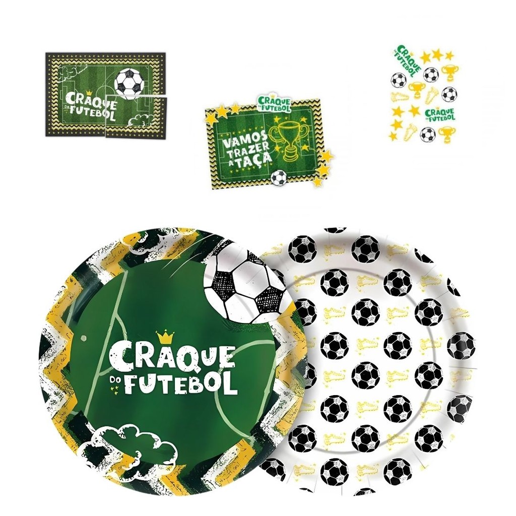 8~40 PRATO BOLO FESTA  FUTEBOL  DE PAPEL 18 CM REGINA (CHOCO)