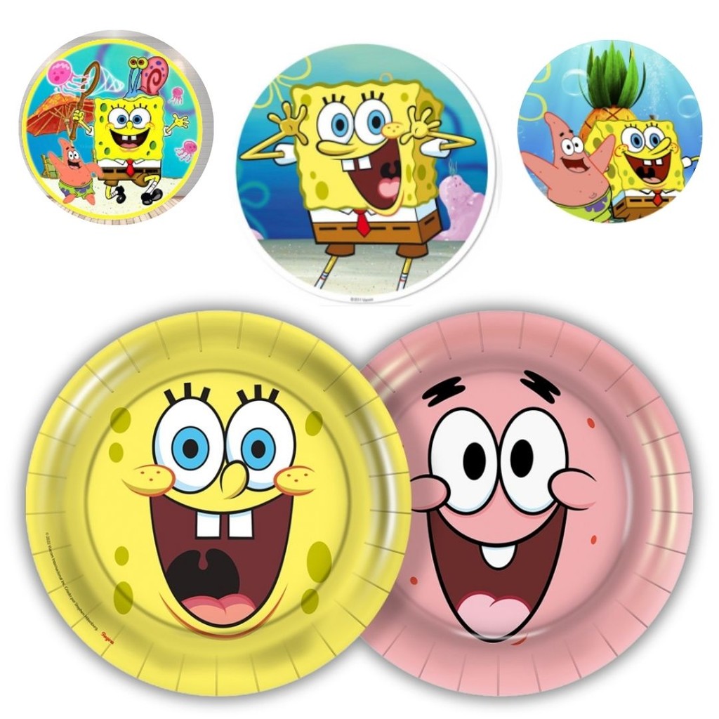 8~40 PRATO BOLO FESTA  BOB ESPONJA  DE PAPEL 18 CM REGINA (CHOCO)