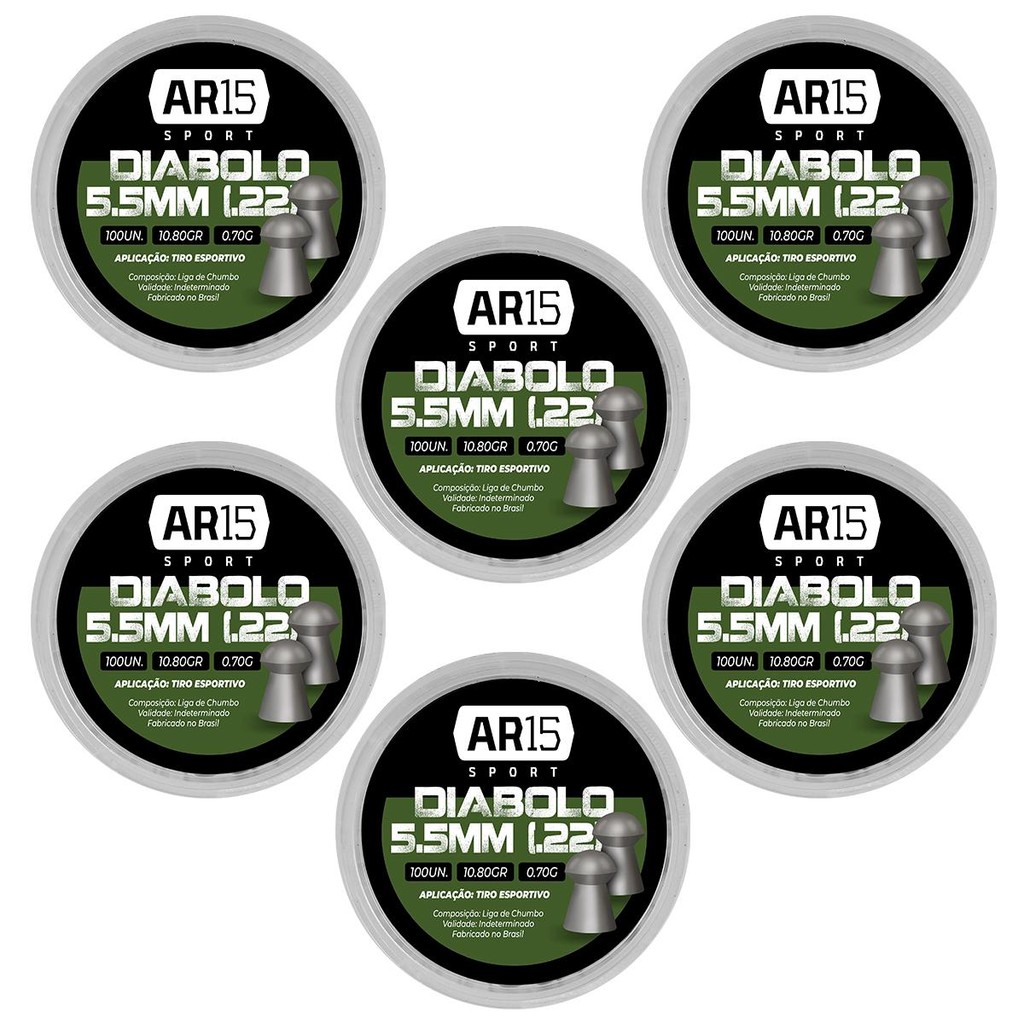 6un - CHUMBINHO AR15 DIABOLO 5,5MM 100UN 10,80GR