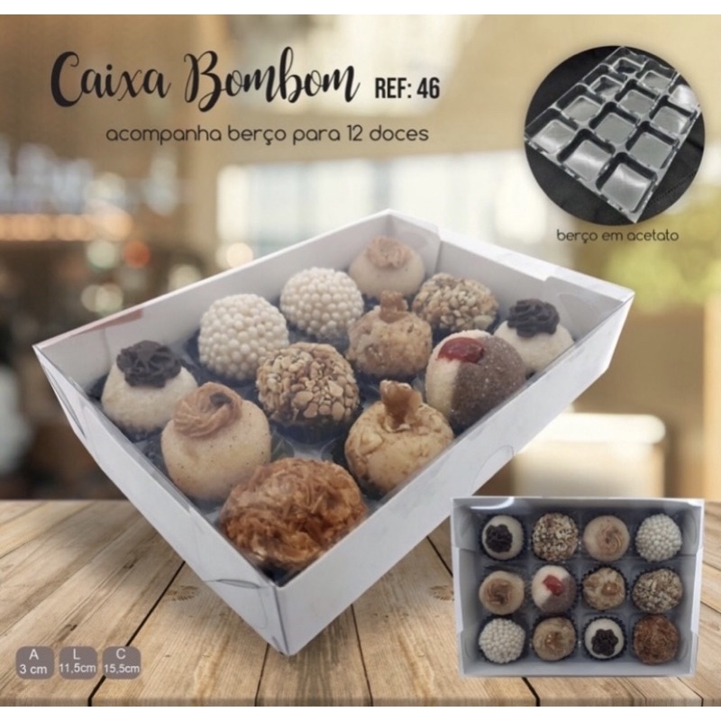 10 caixas 12 doces branca + 10 berços 12 doces Ref 46