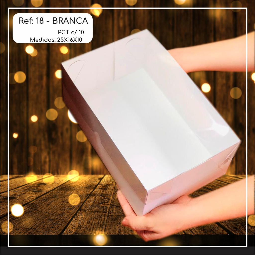 5~25 Caixas Embalagem Para Presentes e Doces Com Visor em  Acetato BRANCA 25x16x10 - Ref. 18