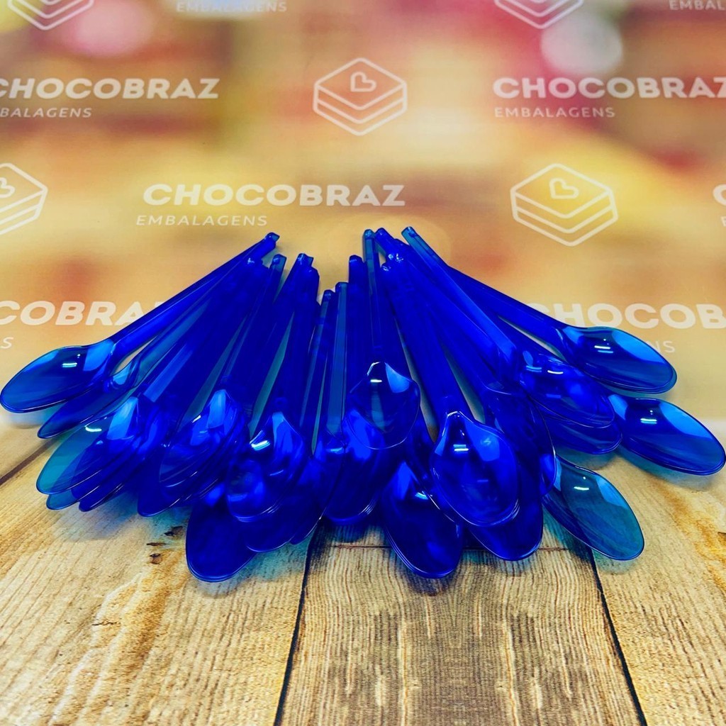 50~250 COLHER SOBREMESA PS NEON AZUL BELLO FESTAS