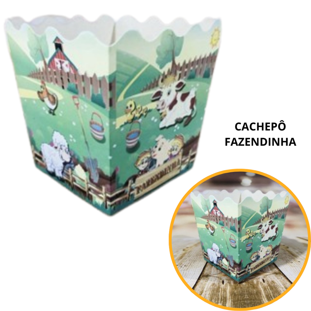 10~50 KIT CACHEPÔ 9X9X7 CM TEMA FESTA FAZENDINHA ( TEMA FESTA )