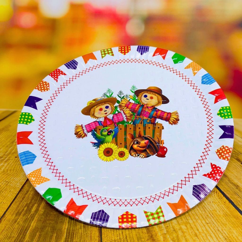 10 BANDEJA REDONDA FESTA JUNINA G 32 CM ARRAIA FESTA JUNINA (CHOCO)