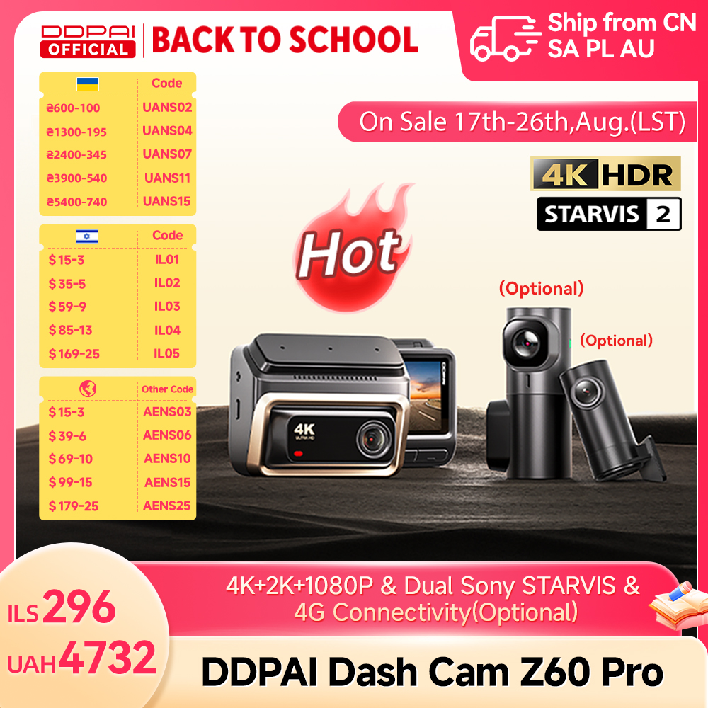 Câmera Veicular 4K com GPS e WiFi - DDPAI Z60 Pro