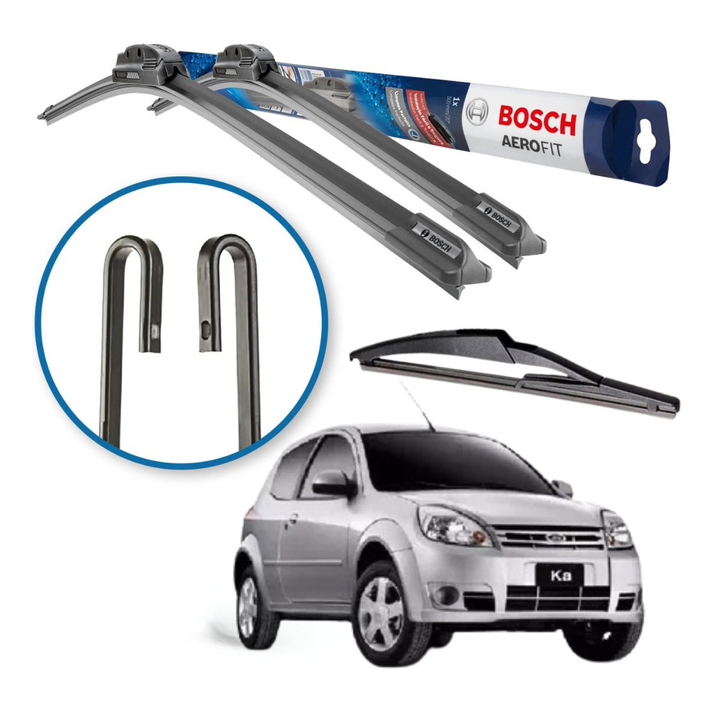 3 Palhetas Dianteira E Traseira Bosch Ford Ka 2002 A 2010