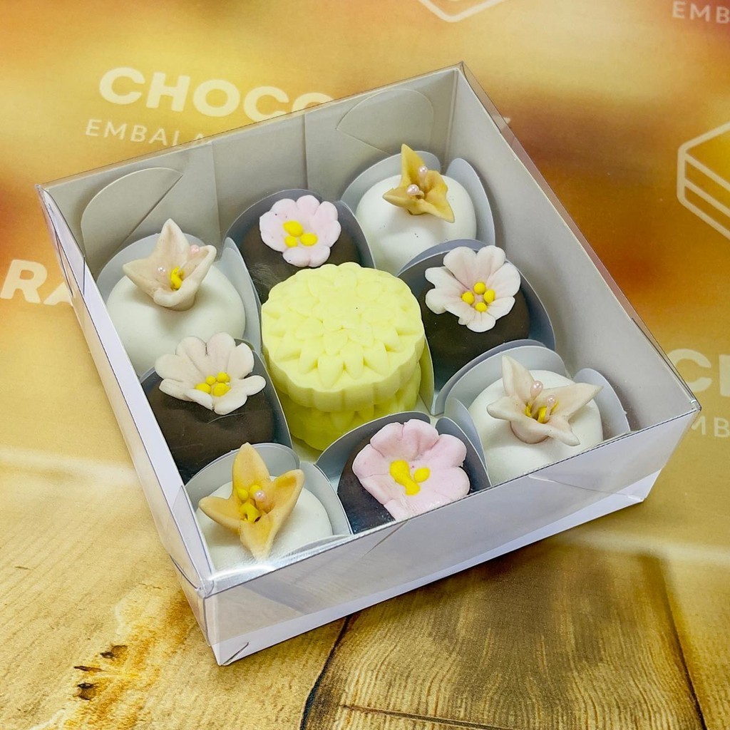 10~50 CAIXA COM VISOR BRANCA  (09 DOCES) 10,5x4x10,5 ID5055  (IDEIA) ESSENCIAL (CHOCO)