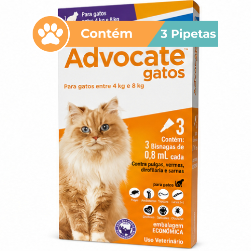 Antipulgas Advocate Elanco Gatos 4-8kg 3 Bisnagas