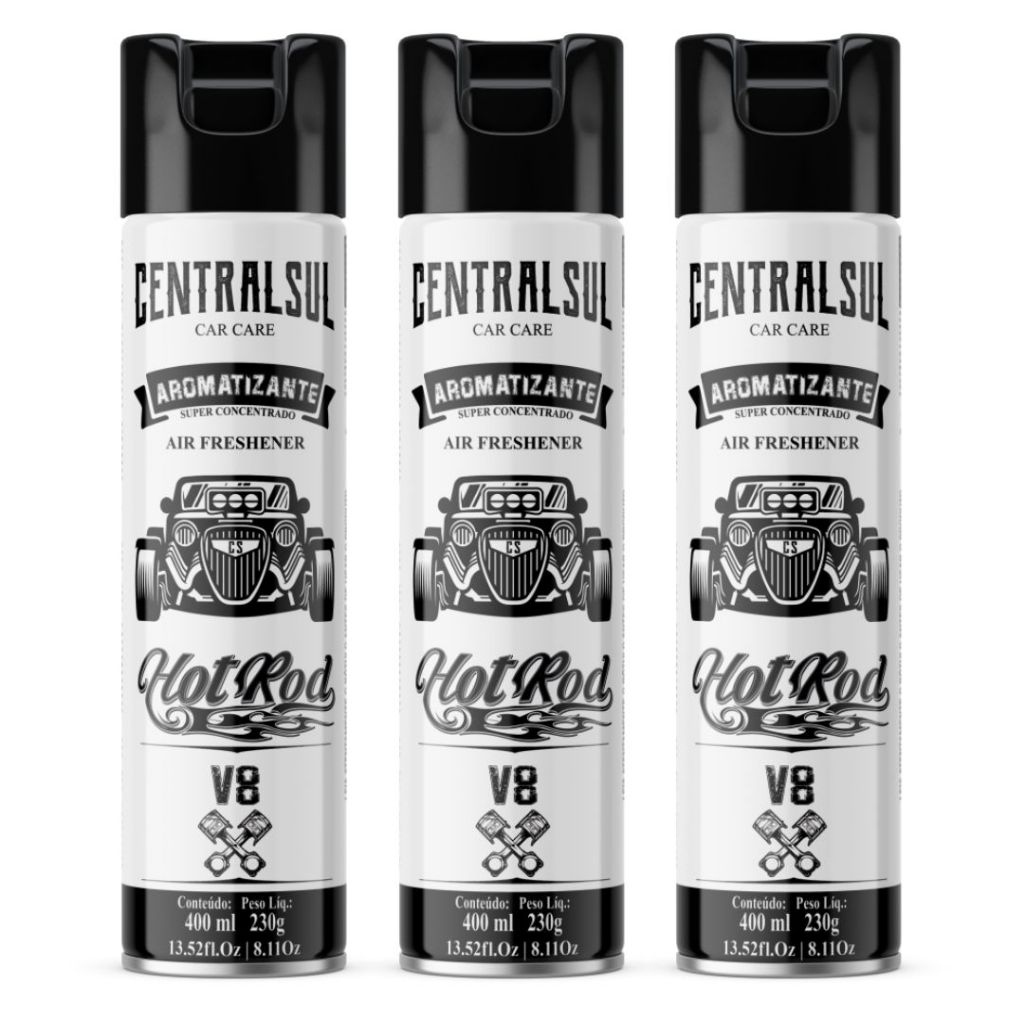 3 Aromatizante Automotivo Hot Rod V8 Centralsul 400ml