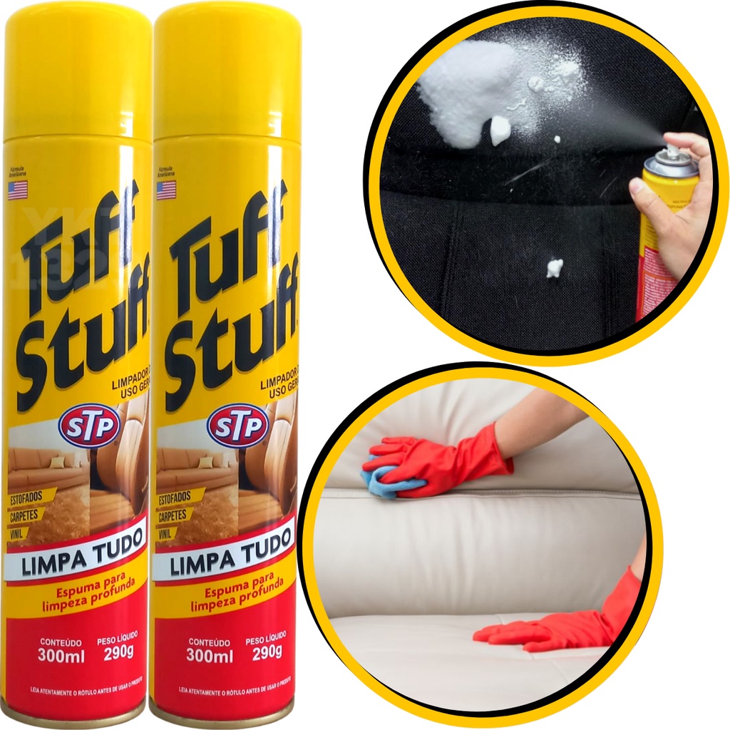 2 Spray Espuma Limpeza Tuff Stuff Bancos Carpetes Estofados Painéis 300ml STP