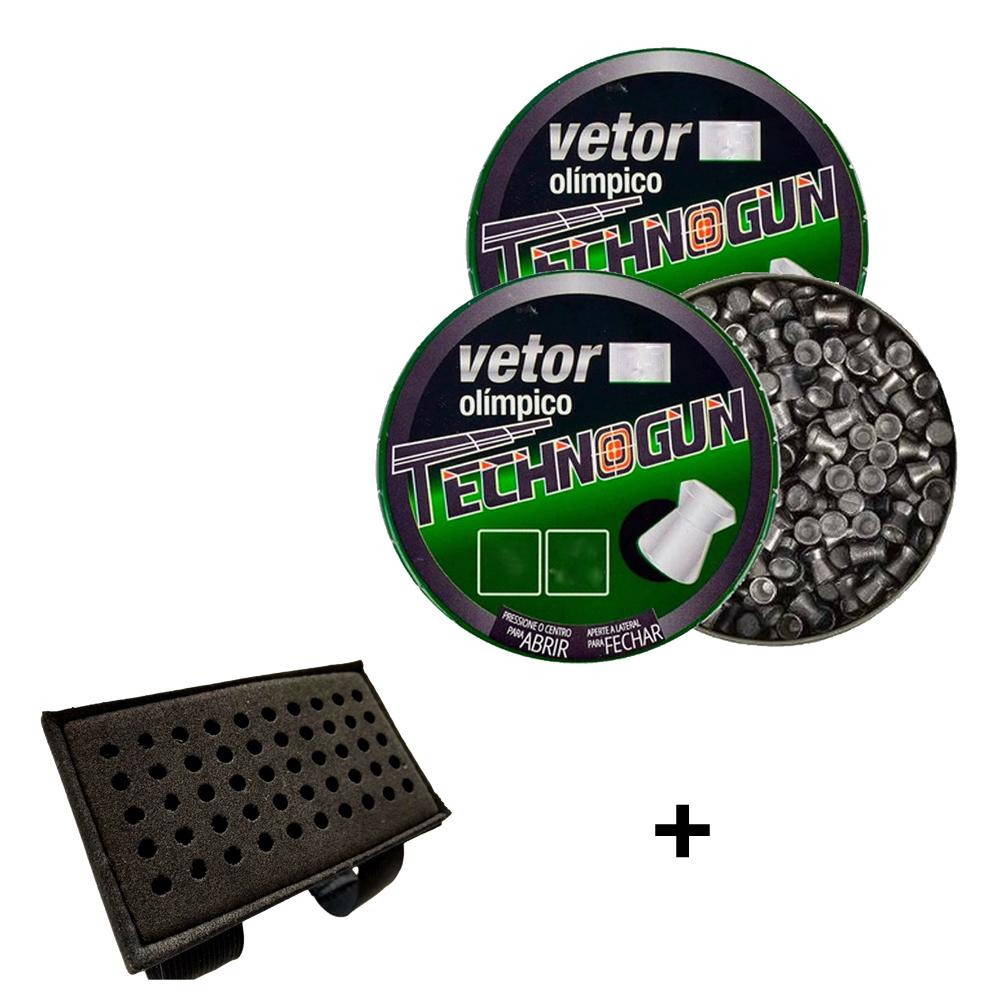 2 Latas de Chumbinho Vetor 5.5mm 250 Unidades – Technogun + Porta Chumbo