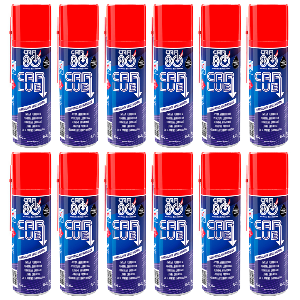12 Desengripante Antiferrugem Lubrificante Multiuso Car Lub Car 80 carro casa escritório