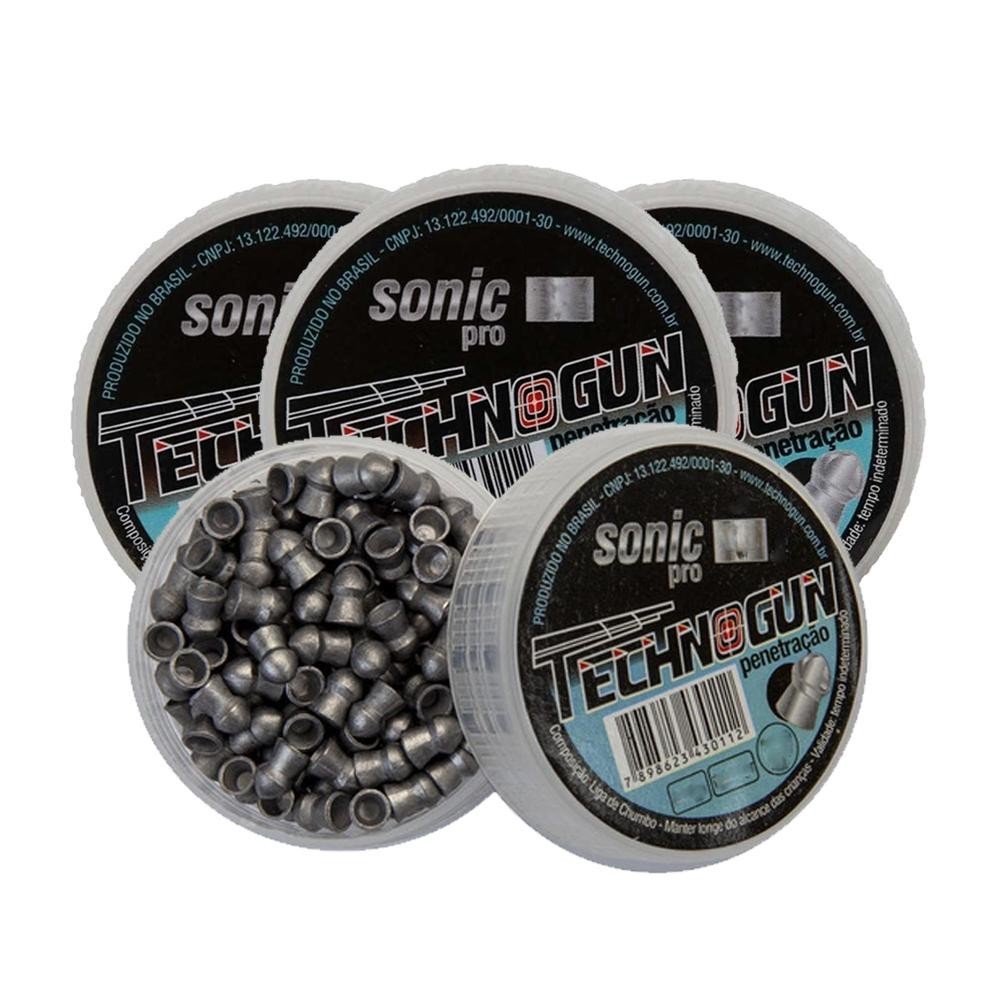 4 Latas de Chumbinho Sonic Pro 5.5mm 500 Unidades - Technogun