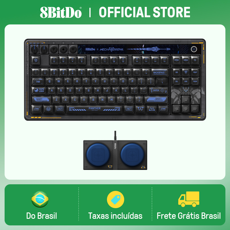 (Moedas R$ 361)Teclado mecânico 8BitDo 87 teclas BT/2.4G